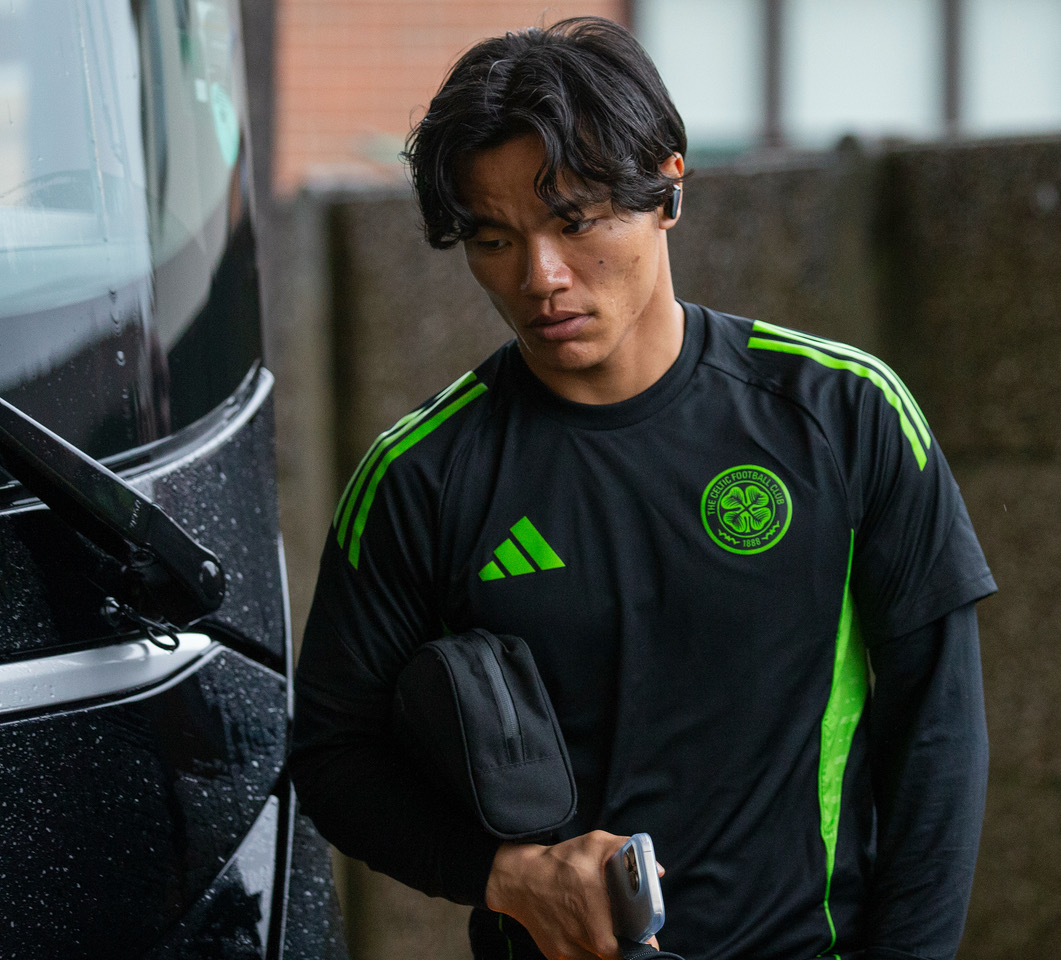 Reo Hatate arrives at Rugby Park 