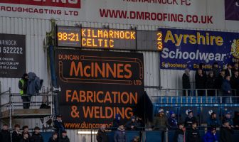 The scoreboard at Rugby Park.