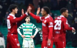 Sebastian Tounekti of Celtic looks dejected