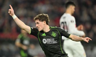 Luke McCowan of Celtic celebrates