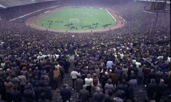 The Celtic support at Hampden. 1974 Scottish Cup Final