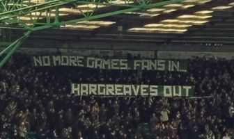 Bhoys Celtic protest banner at Motherwell game on Saturday