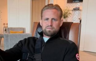 Kasper Schmeichel after his first shoulder operation