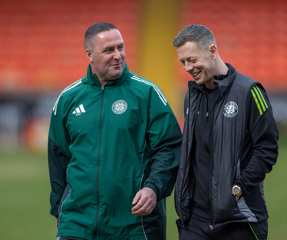 Mark Fotheringham and Callum McGregor pre-match at Tannadice.