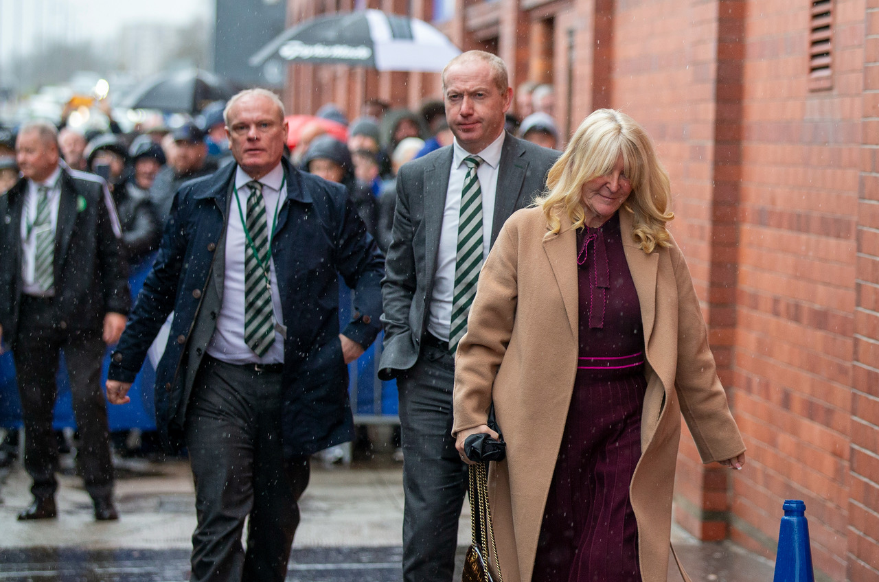 Chris McKay and Michael Nicholson arrive at Ibrox.