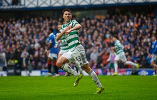 Kieran Tierney celebrates