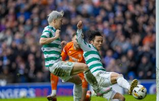 Reo Hatate scores at Ibrox