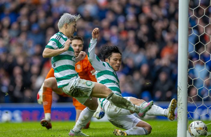 Reo Hatate scores at Ibrox