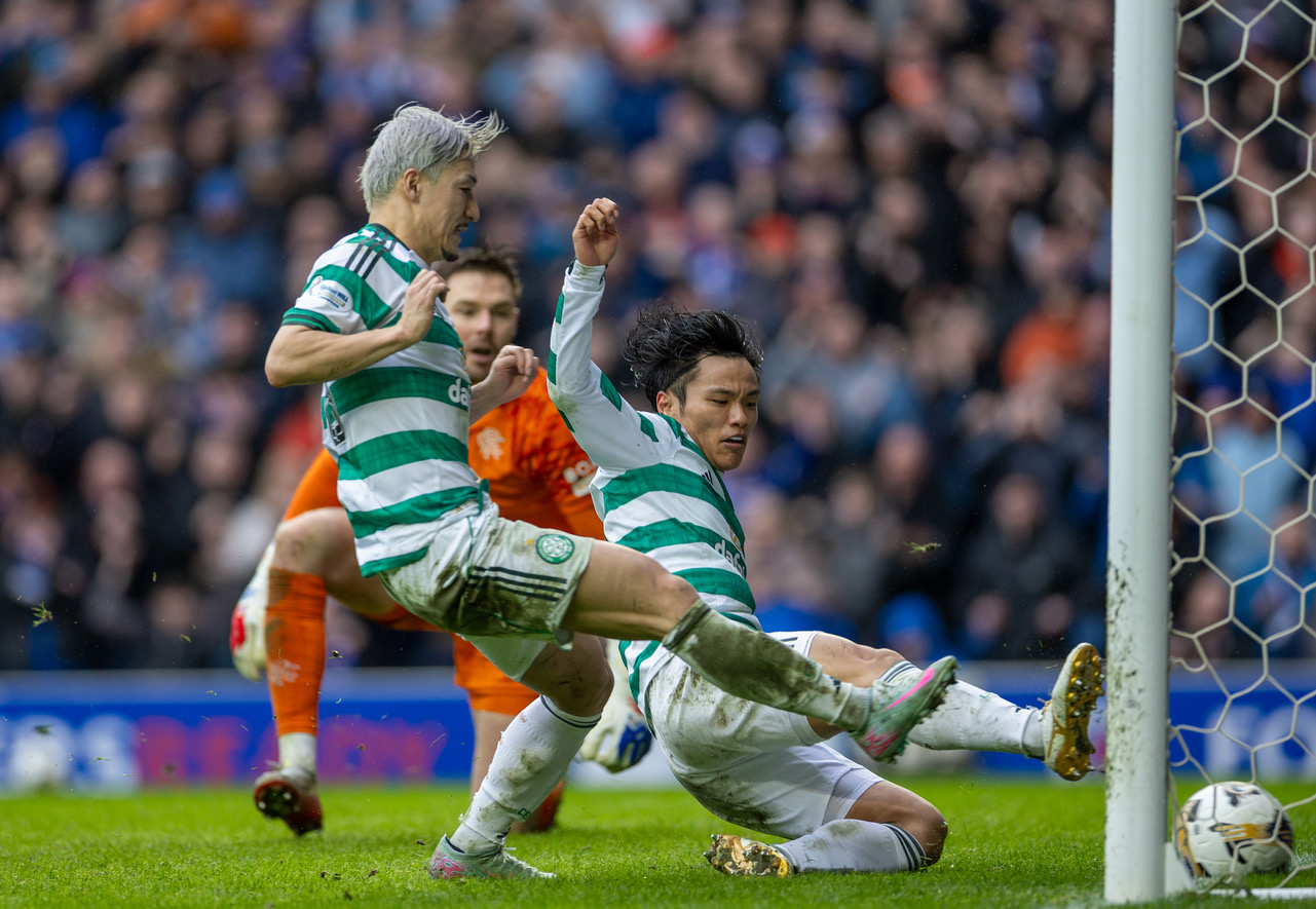 Reo Hatate scores at Ibrox