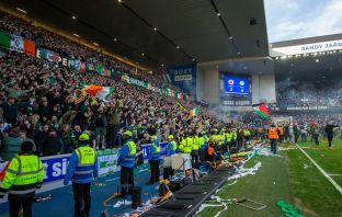 The Celtic support at Ibrox
