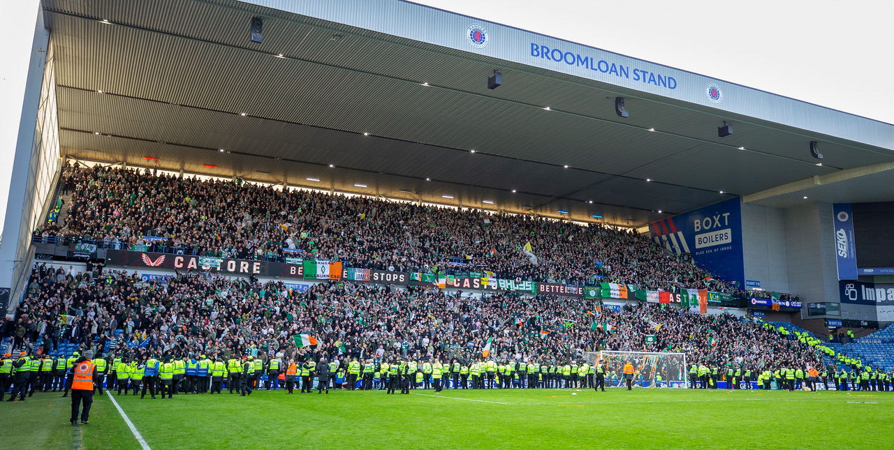 The Celtic support at Ibrox