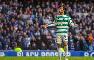 Reo Hatate scores at Ibrox in the penalty shoot-out