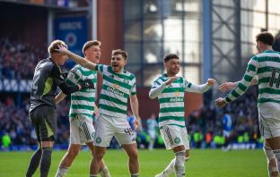 James Forrest enjoying the Celtic celebrations at Ibrox