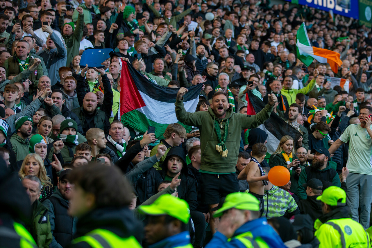 The Celtic support at Ibrox