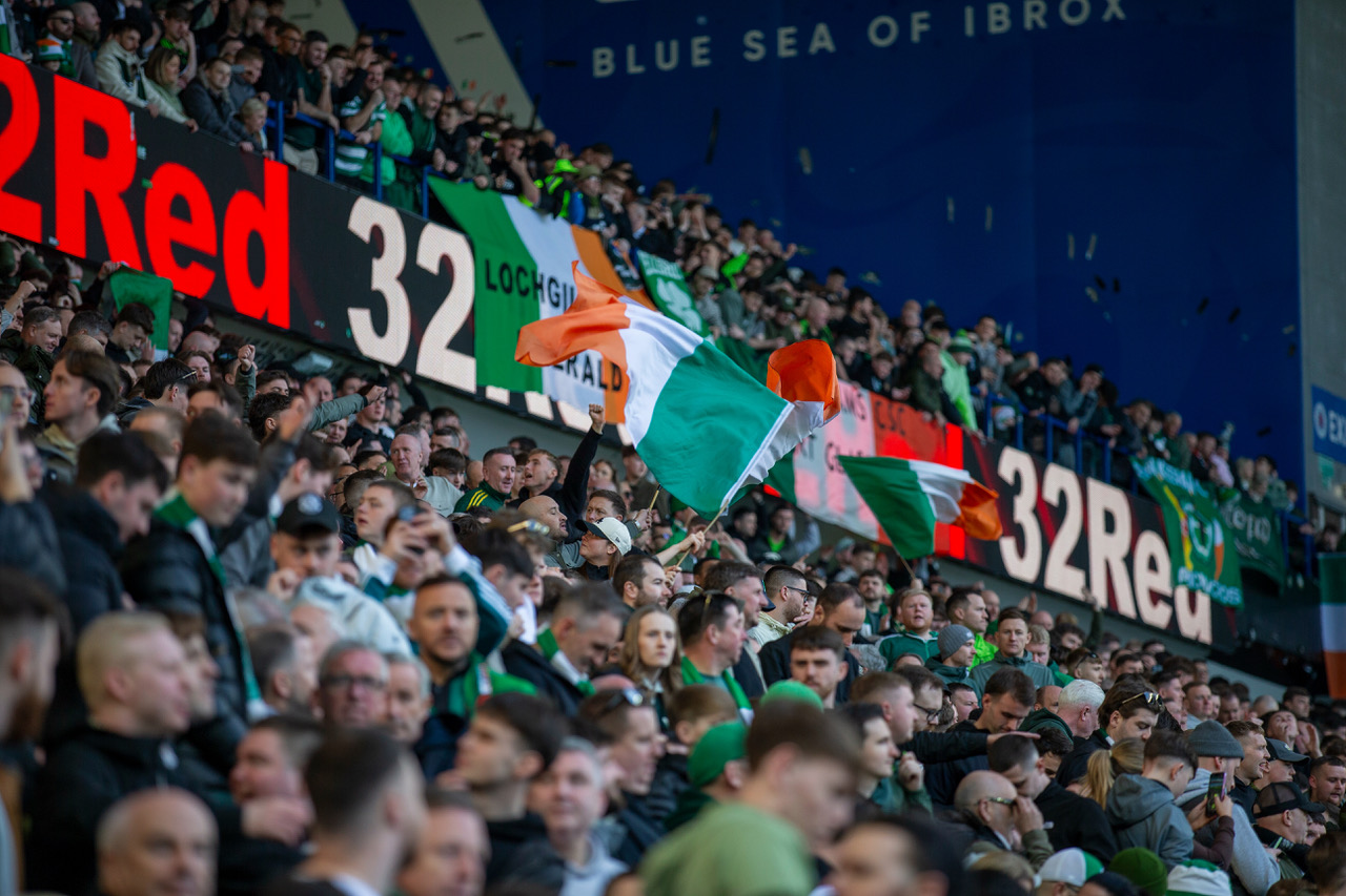 The Celtic support at Ibrox 