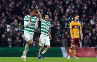 Hyunjun Yang of Celtic celebrates