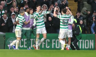 Tomas Cvancara of Celtic celebrates