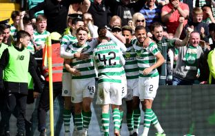 James Forrest of Celtic celebrates