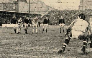 Tommy Gemmell scores from the penalty spot