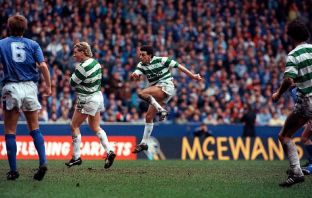 Paul McStay scores at Ibrox