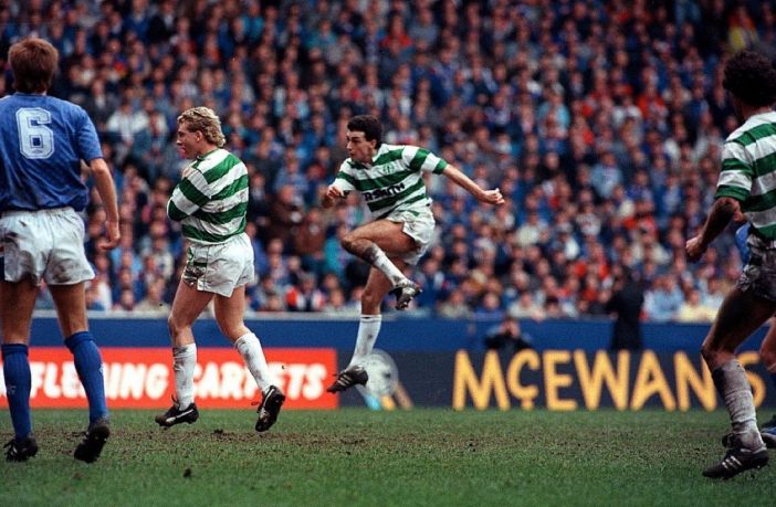 Paul McStay scores at Ibrox