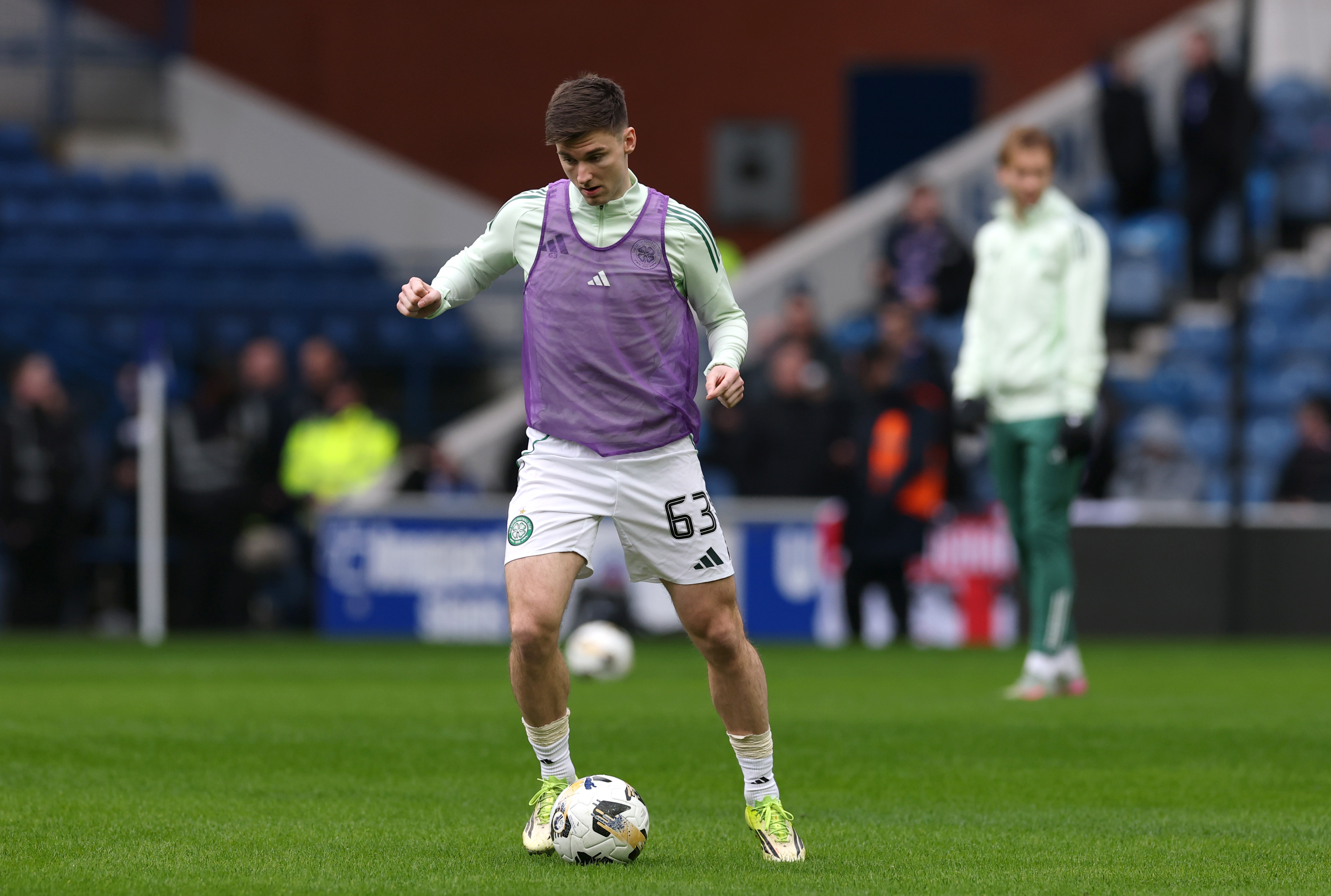 Kieran Tierney of Celtic warms up