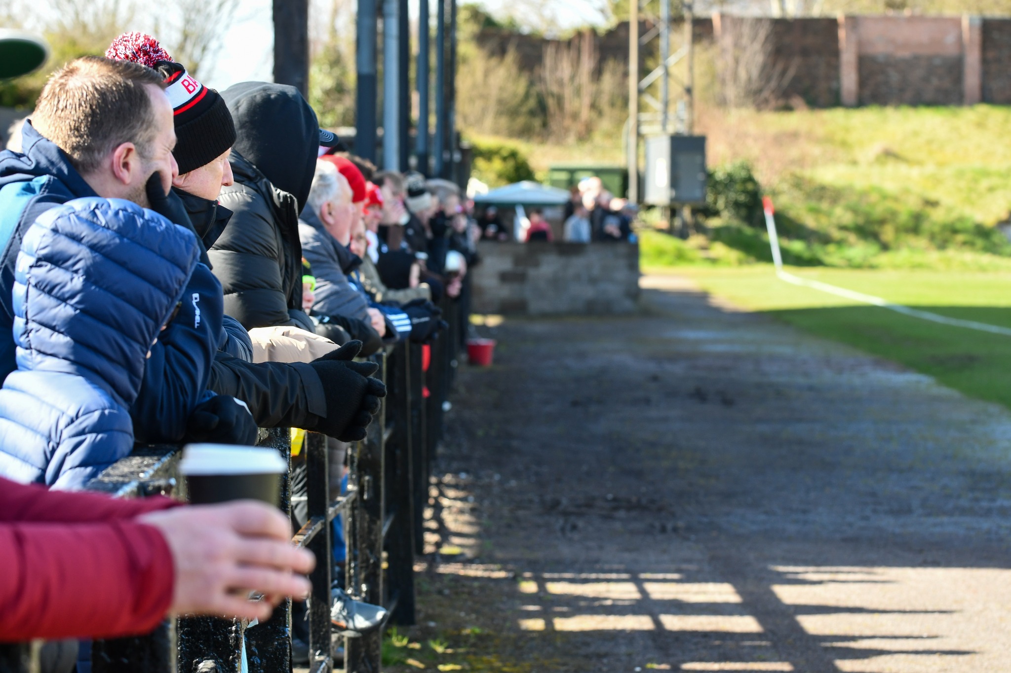 Albion Rovers supporters watch the game at Clydebank 