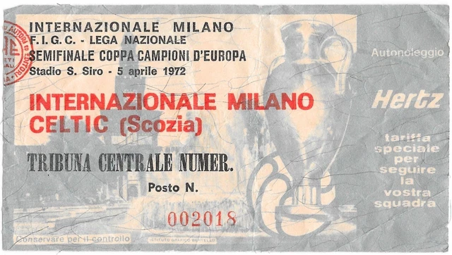 Inter Milan v Celtic - 5th April 1972.