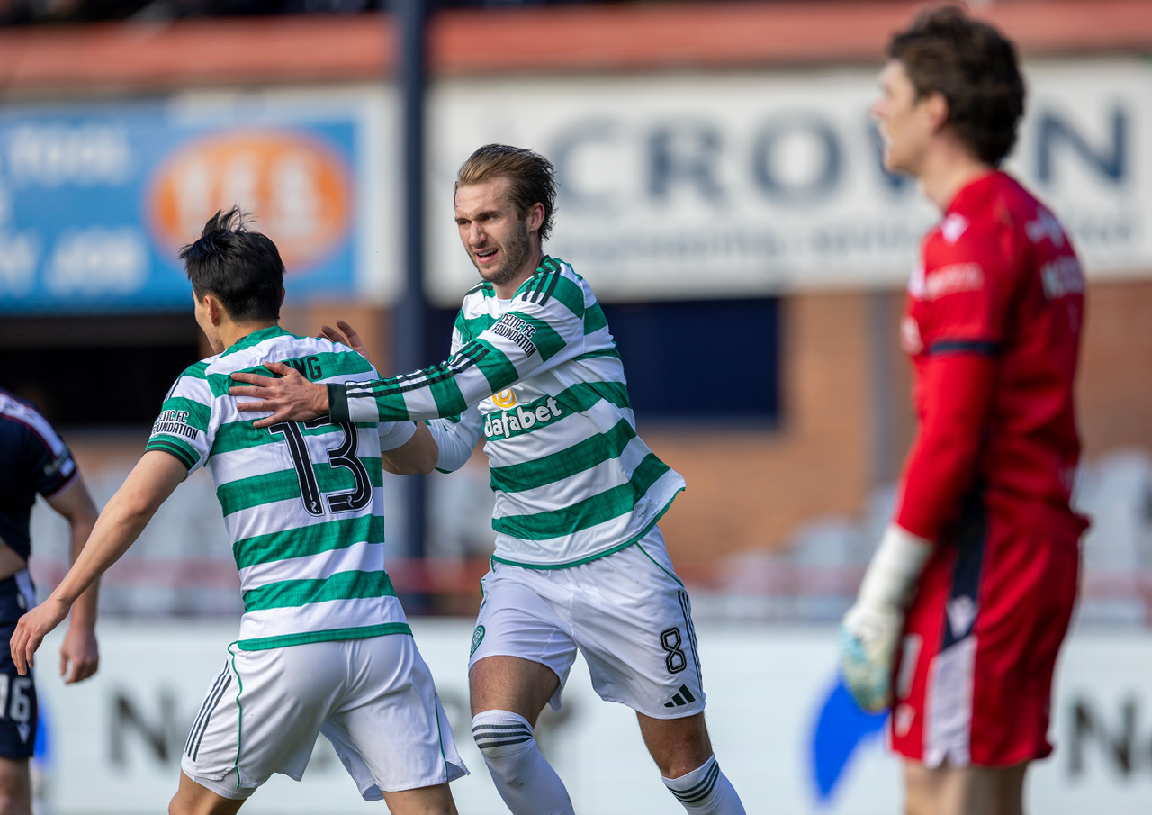 Yang and Nygren celebrate Celtic's opener