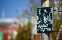 Spirit of '86 - Celtic team's welcome to Paradise. Saturday 25 April 2026. Celtic v Falkirk. Scottish Premiership. Photo Photograph by Vagelis Georgariou