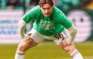 Anthony Ralston of Celtic warms up