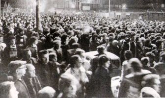 Celtic fans queue at Love Street in 1980