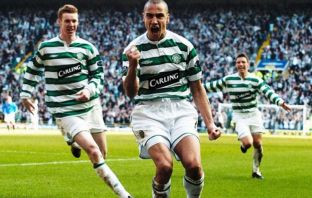 Henrik Larsson celebrates