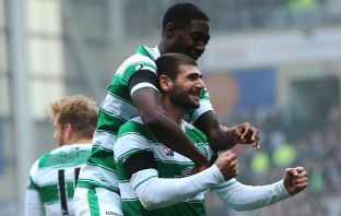Nadir Ciftci celebrates scoring with Tyler Blackett