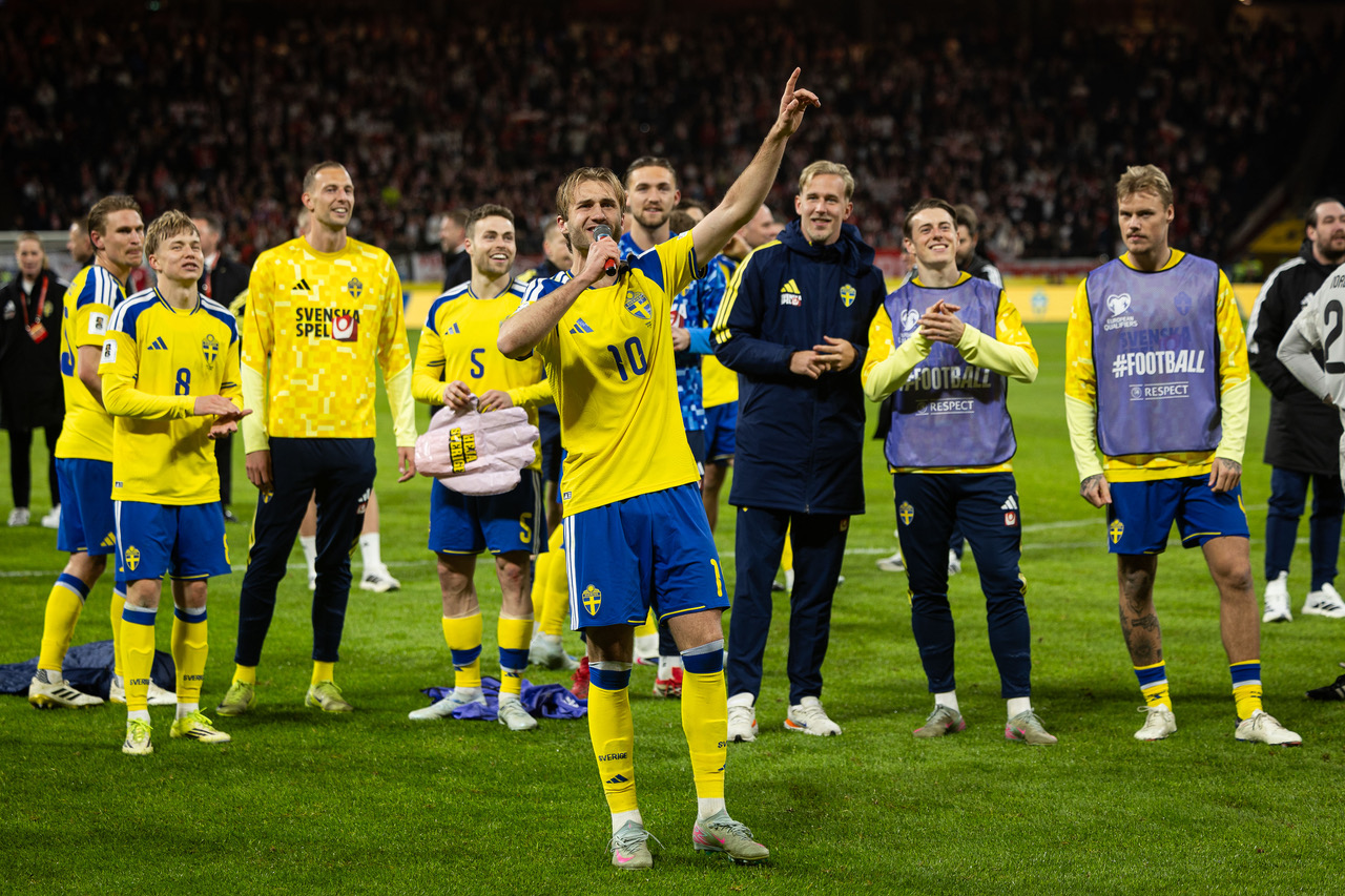 Benjamin Nygren of Sweden celebrates