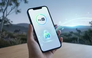Digital PayID payment interface on smartphone with security features for Australian online casinos
