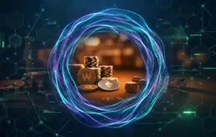 Encrypted digital gateway to a secure cryptocurrency casino platform with blockchain security elements