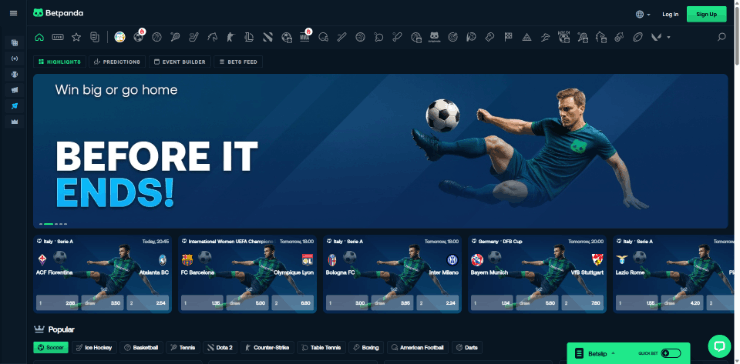 betpanda sportsbook page