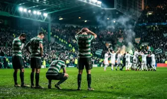 Celtic players dejected after Champions League penalty shootout elimination against Kairat Almaty
