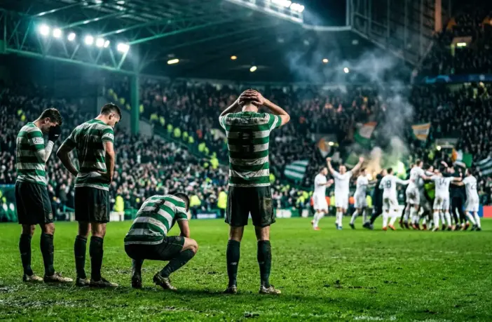Celtic players dejected after Champions League penalty shootout elimination against Kairat Almaty