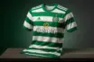 Celtic FC Adidas home kit 2026/27 with green and white hoops and gold anniversary details