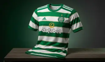 Celtic FC Adidas home kit 2026/27 with green and white hoops and gold anniversary details