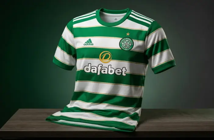 Celtic FC Adidas home kit 2026/27 with green and white hoops and gold anniversary details