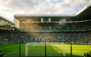 Celtic Park stadium interior showing the imposing home atmosphere ahead of the Hibernian clash
