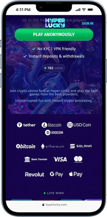 hyperlucky casino home