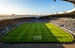Hampden Park stadium pitch ahead of Scottish Cup final between Celtic and Dunfermline Athletic