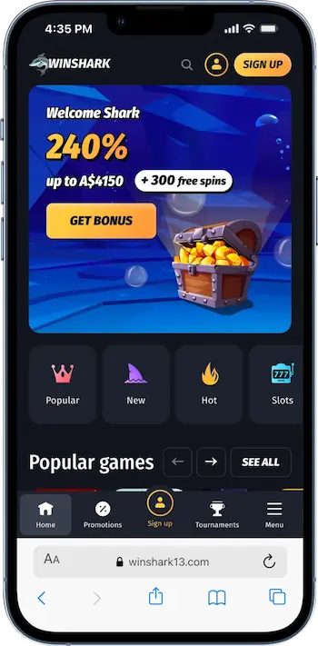 winshark casino homepage