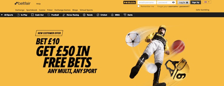 Betfair's bonus offer give new members free bets just for signing up.