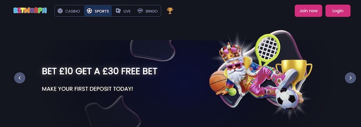 Betmorph offers crypto betting bonuses for new users.