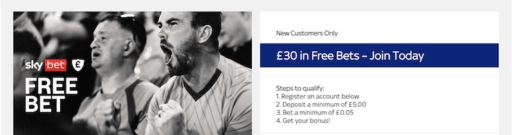 Sky Bet offers a sign-up bonus for new members.